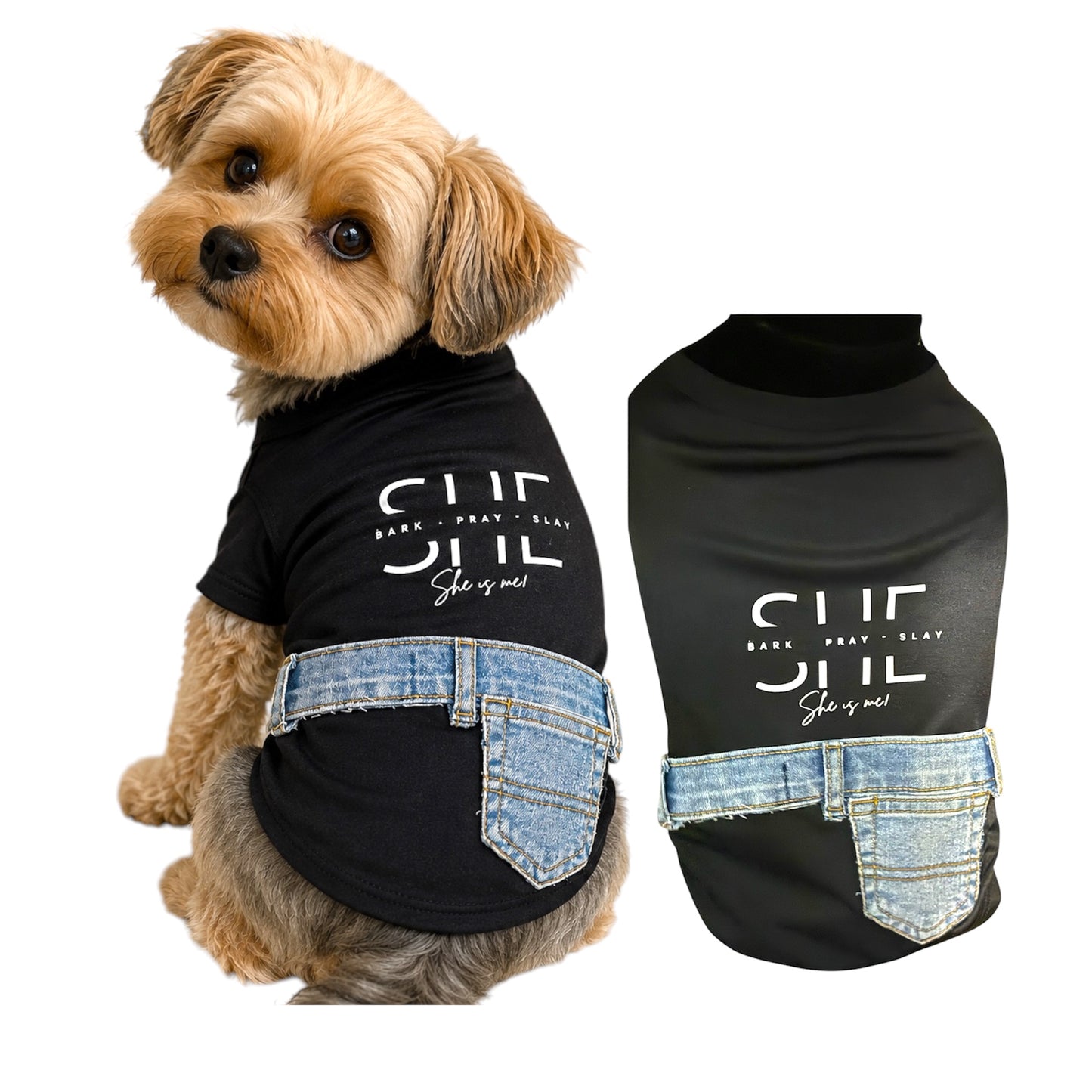 Bark Pray Slay Denim Pocket Tee
