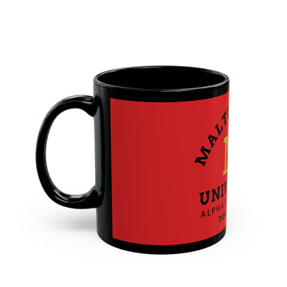 Holiday Maltese Gang University Mug — 'Alpha Paw Sorority' Black Ceramic Coffee Cup (11oz/15oz)