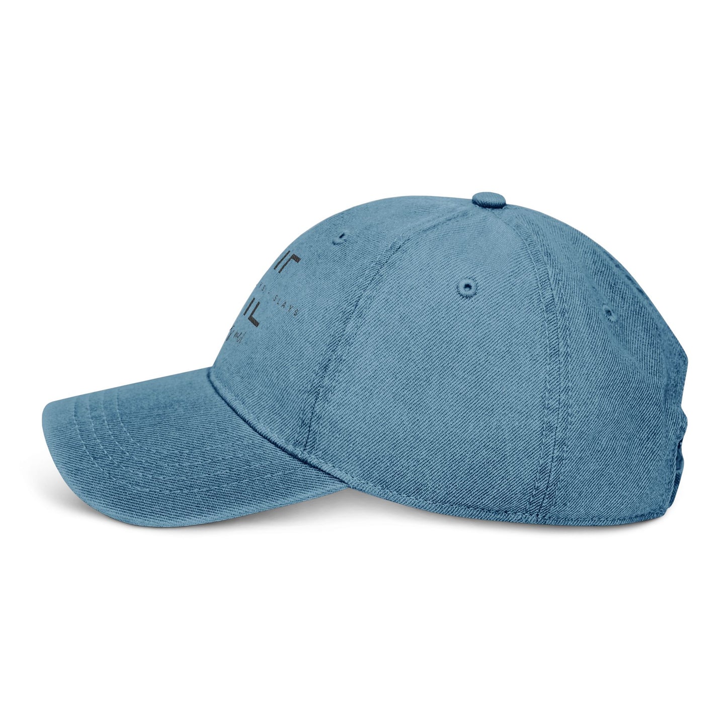 Empowering Denim Hat – "She is Me" Embroidered Cap for Confident Women
