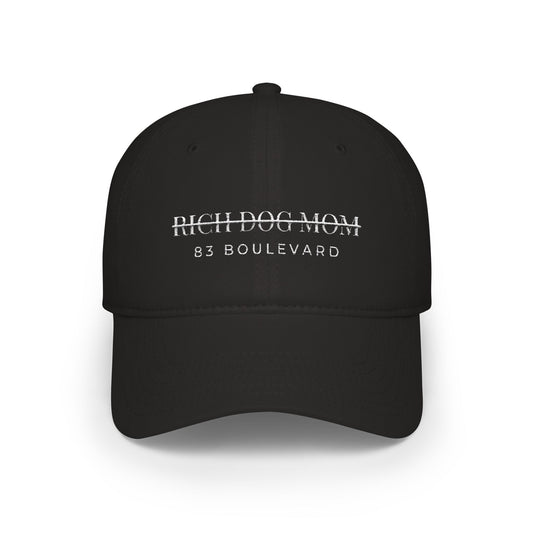 Low Profile Baseball Cap — "Rich Dog Mom" Crossed-Out Embroidered Streetwear Hat