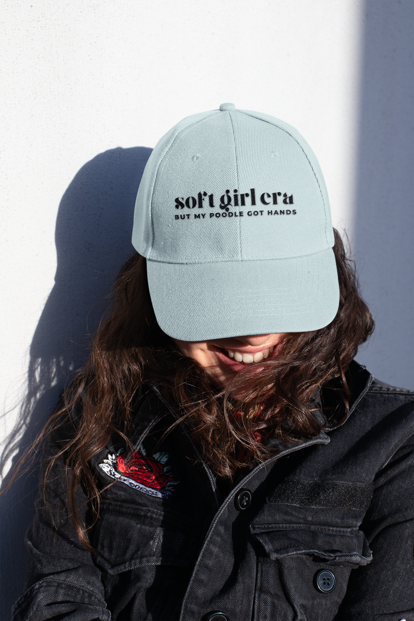 Soft Girl Era Denim Hat with Embroidery - Trendy Cap for Casual Wear