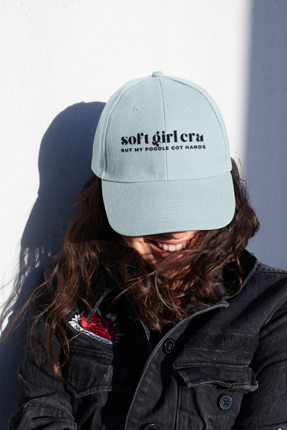 Soft Girl Era Denim Hat with Embroidery - Trendy Cap for Casual Wear