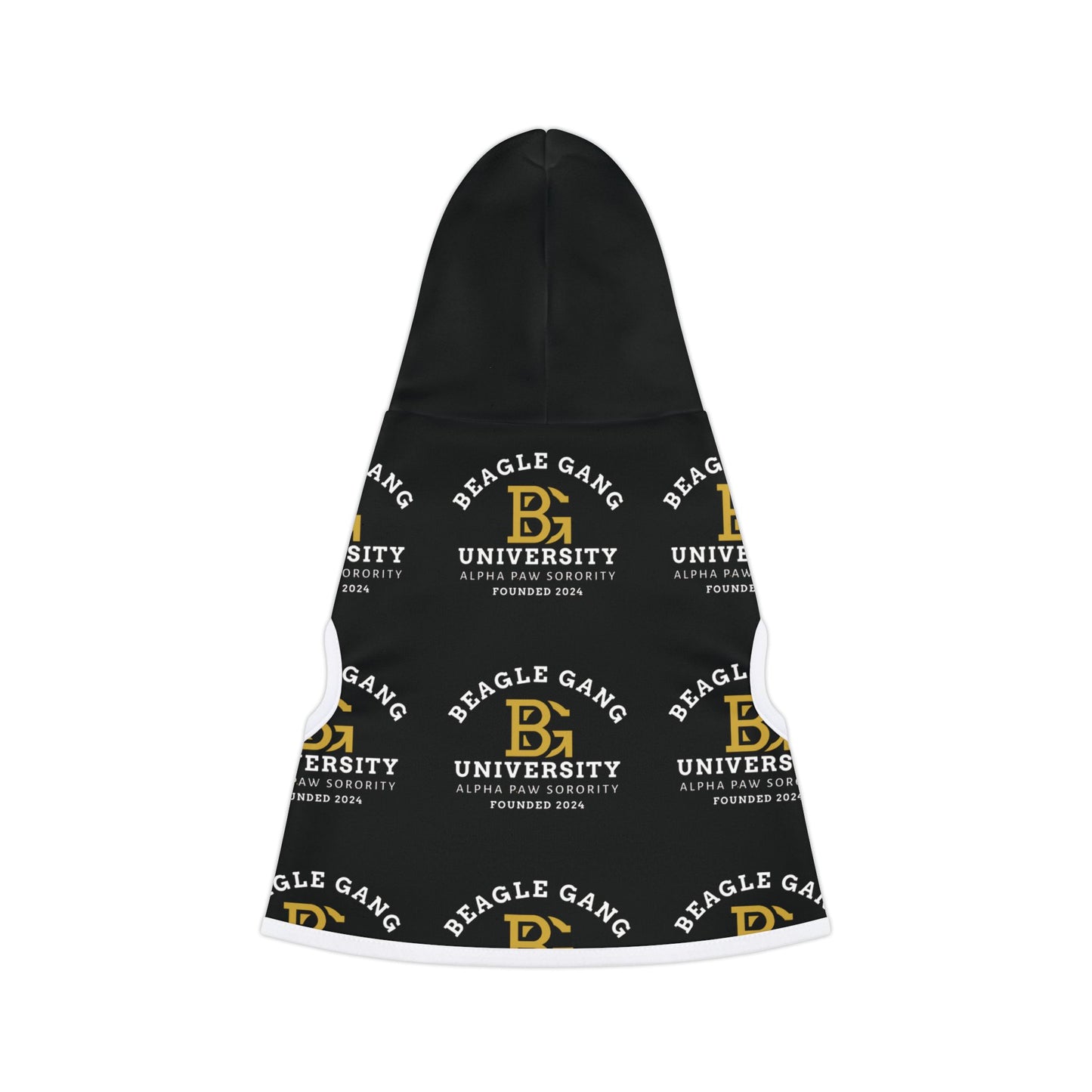 Beagle Hoodie - Beagle Gang University Logo Hoodie for Dogs