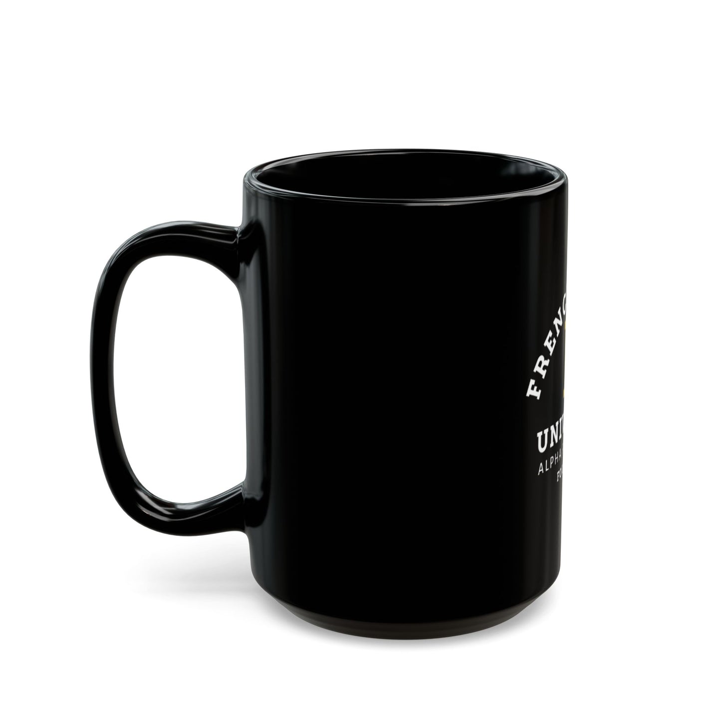 Frenchie Gang University Mug — "Alpha Paw Sorority" Black Coffee Cup (11oz/15oz)