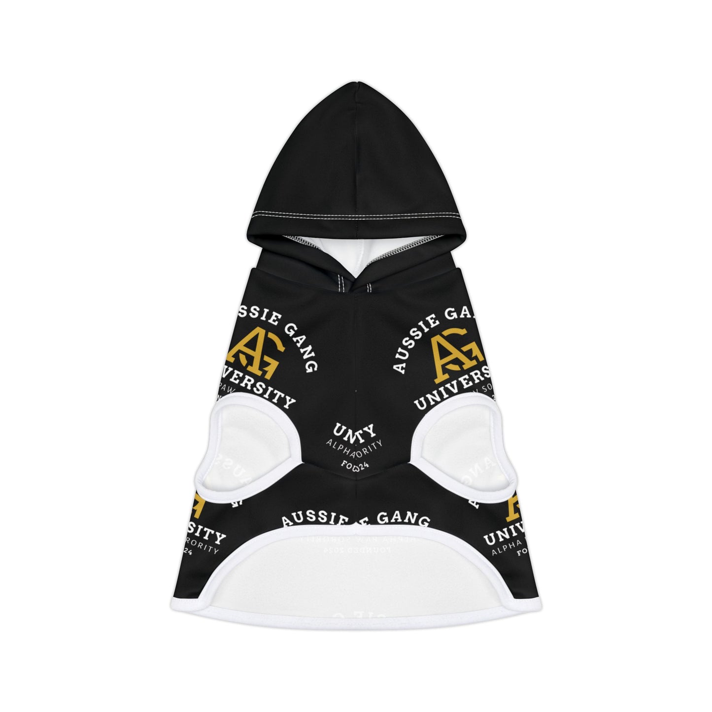 Aussie Gang University Pet Hoodie — Black College Logo Dog & Cat Hoodie