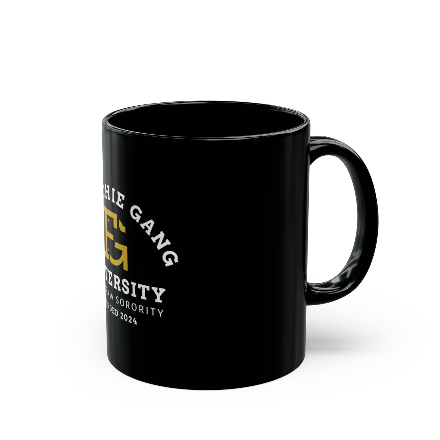 Frenchie Gang University Mug — "Alpha Paw Sorority" Black Coffee Cup (11oz/15oz)