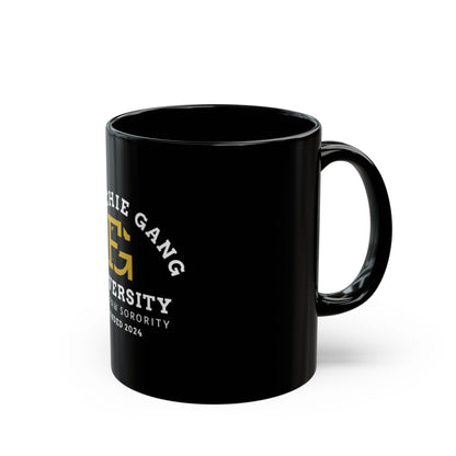Frenchie Gang University Mug — "Alpha Paw Sorority" Black Coffee Cup (11oz/15oz)