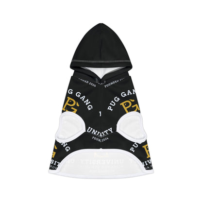 Pug Gang University Pet Hoodie — Black Campus-Style Dog Hoodie