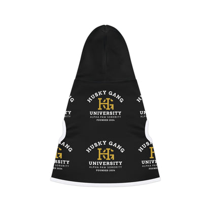 Husky Gang University Pet Hoodie – Black Dog Hoodie with Logo Print