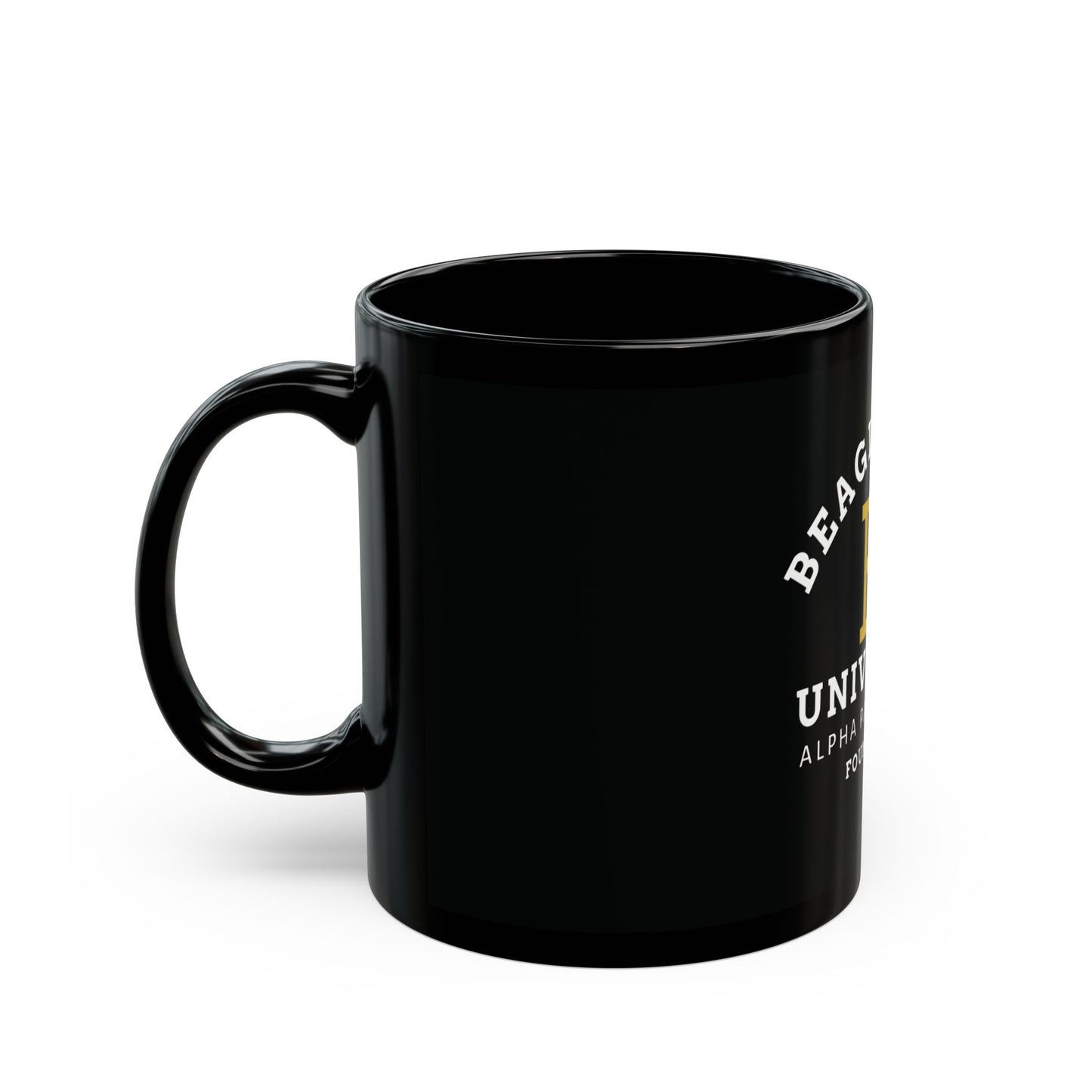 Beagle Gang University Coffee Mug — 'Alpha Paw Sorority' Black Ceramic Mug (11oz/15oz)